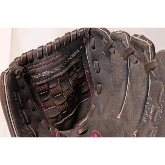 Rawlings FP11T FastPitch 11" Girl Right Hand Throw Softball Glove Brown Pink - Picture 6 of 9